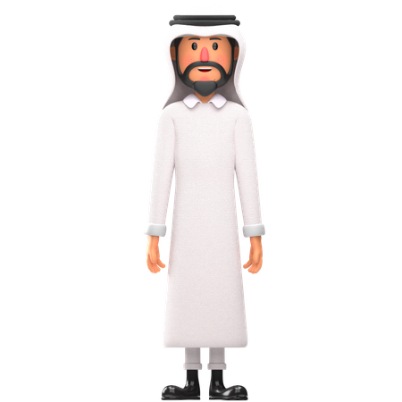 Muslim man giving standing pose  3D Illustration