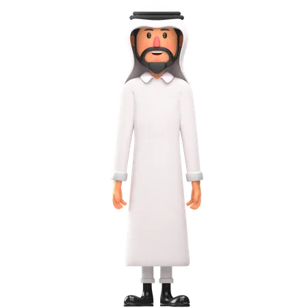 Muslim man giving standing pose  3D Illustration