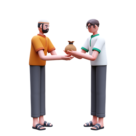 Muslim Man Giving Zakat  3D Icon