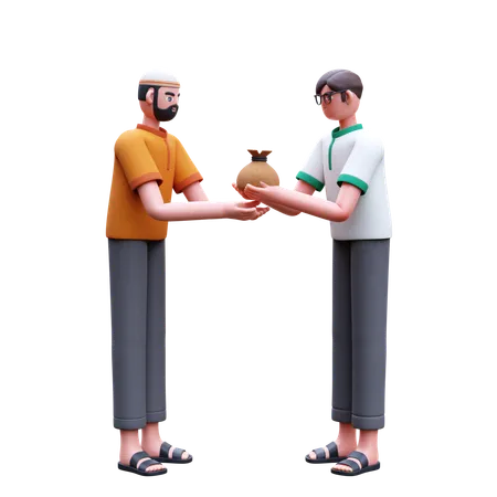 Muslim Man Giving Zakat  3D Icon