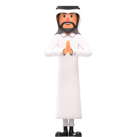 Muslim man greeting pose  3D Illustration