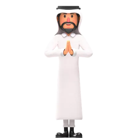 Muslim man greeting pose  3D Illustration