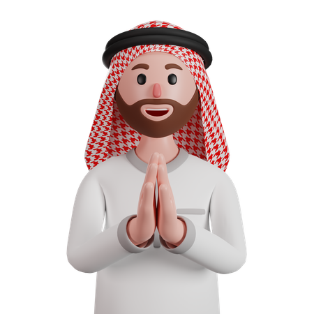 Muslim man greeting with namaste  3D Illustration