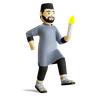 3d muslim man holding emoji