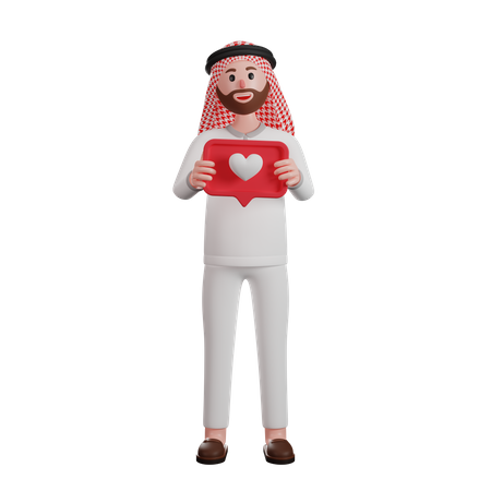 Muslim man holding heart sign  3D Illustration