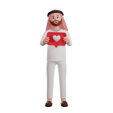 Muslim man holding heart sign  3D Illustration