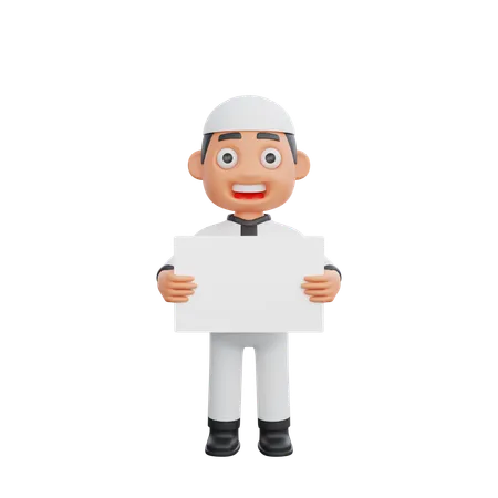 Muslim man holding placard  3D Illustration