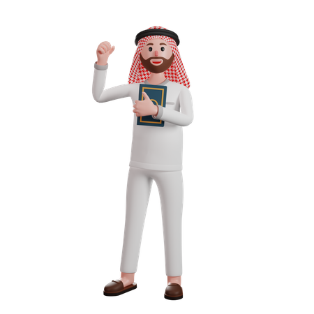 Muslim man holding quran  3D Illustration