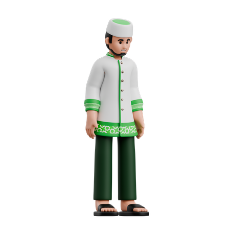 Muslim Man in Contemplative Pose  3D Illustration
