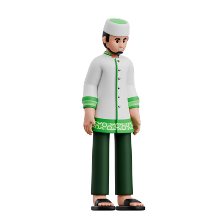Muslim Man in Contemplative Pose  3D Illustration