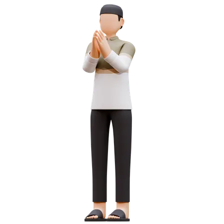 Muslim Man Is Greeting  3D Illustration