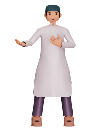 Muslim Man Is Greeting  3D Illustration