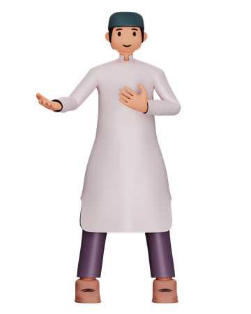 Muslim Man Is Greeting  3D Illustration