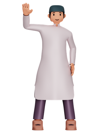 Muslim Man Is In Greeting Pose  3D Illustration