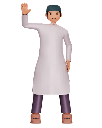 Muslim Man Is In Greeting Pose  3D Illustration