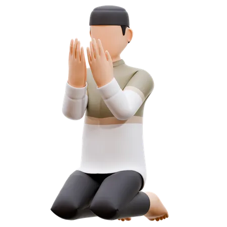 Muslim Man Is Praying  3D Illustration