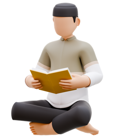 Muslim Man Is Reading Book  3D Illustration