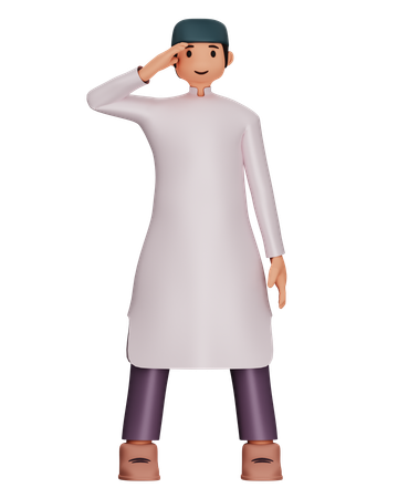 Muslim Man Is Respecting  3D Illustration