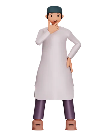 Muslim Man Is Thinking  3D Illustration