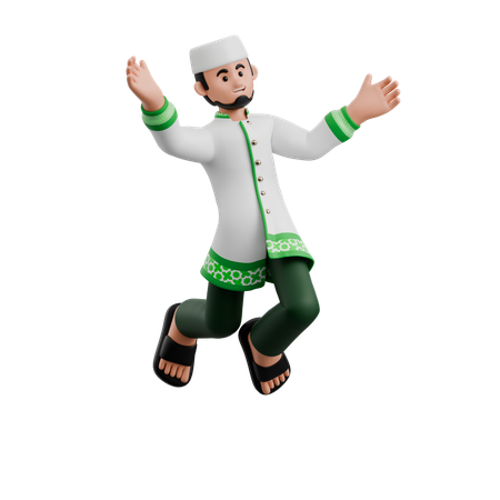 Muslim Man Jumping High  3D Icon