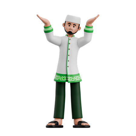Muslim Man Lifting Object  3D Icon