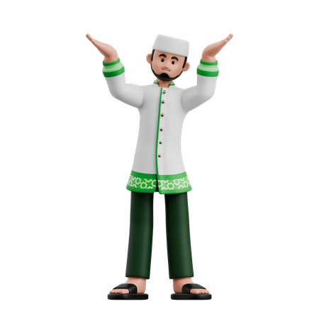 Muslim Man Lifting Object  3D Illustration