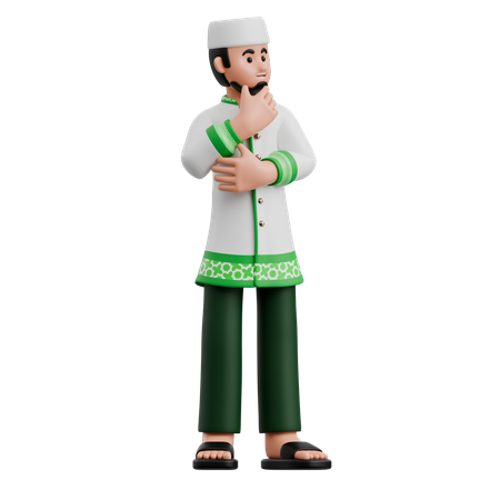 Muslim Man Looking Sideways  3D Illustration