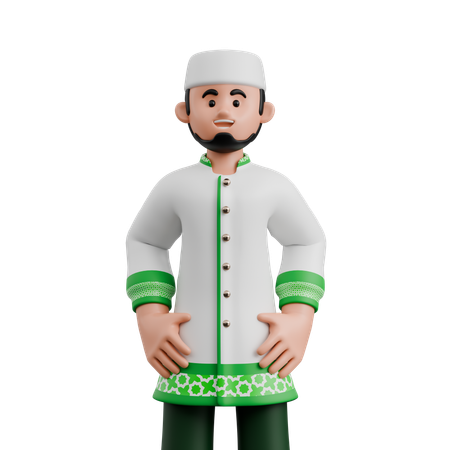 Muslim Man Looking Upward  3D Illustration