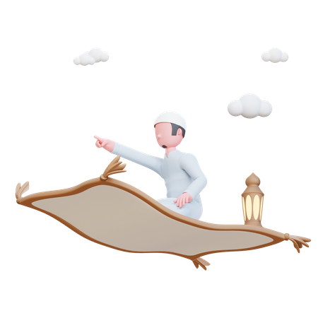 Muslim man on prayer rug  3D Illustration