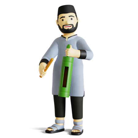 Muslim Man playing begun 3D Illustration