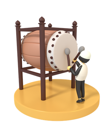 Muslim Man Playing Drum  3D Icon