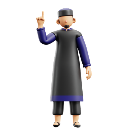 Muslim Man Pointing  3D Illustration