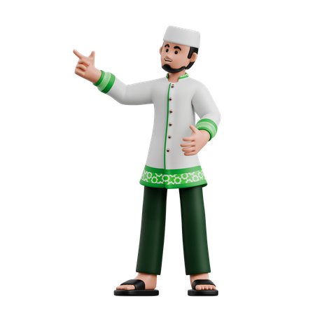 Muslim Man Pointing Directly  3D Illustration