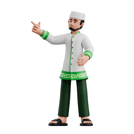 Muslim Man Pointing Directly  3D Illustration