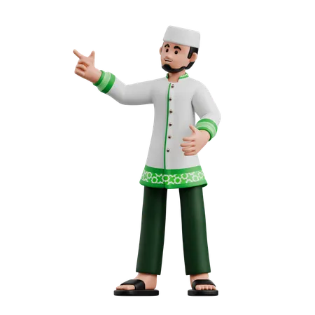 Muslim Man Pointing Directly  3D Illustration