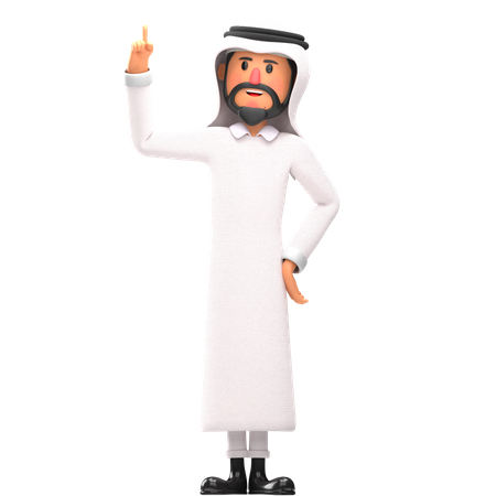 Muslim man pointing up  3D Illustration