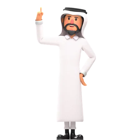 Muslim man pointing up  3D Illustration