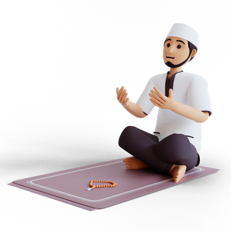 Muslim man pray in Ramadan 3D Illustration