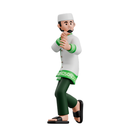 Muslim Man Pulling Object  3D Illustration