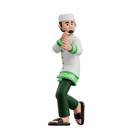 Muslim Man Pulling Object  3D Illustration
