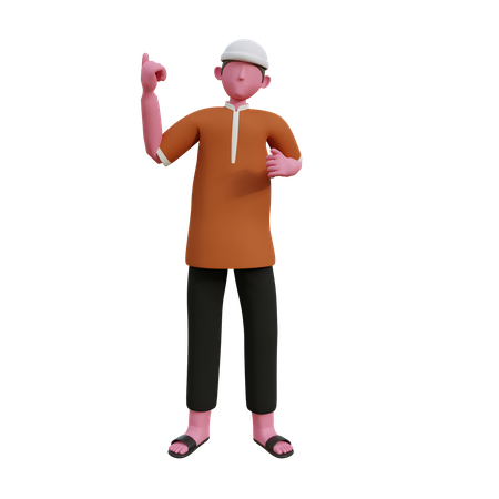 Muslim man raising hands  3D Icon