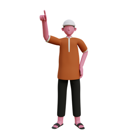 Muslim man raising his finger  3D Icon