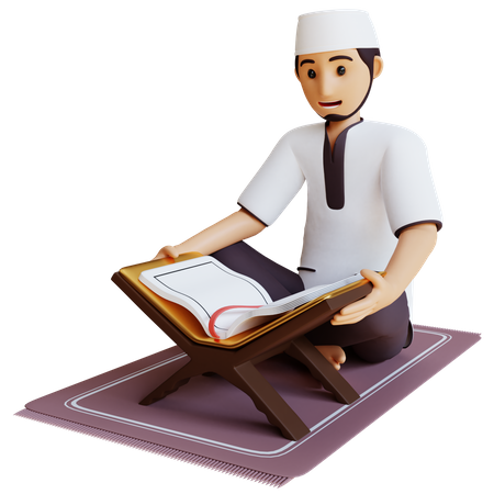 Muslim man read tadarus  3D Illustration