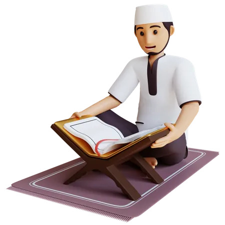 Muslim man read tadarus  3D Illustration