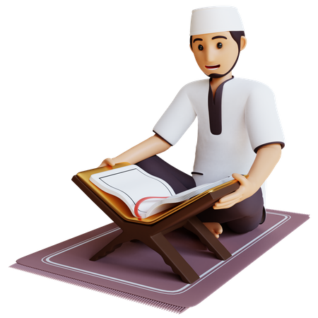 Muslim man read tadarus 3D Illustration