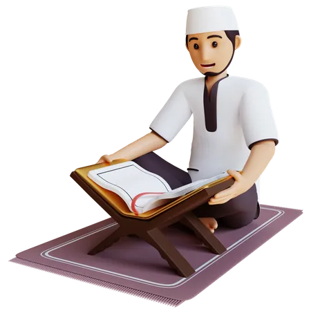 Muslim man read tadarus 3D Illustration