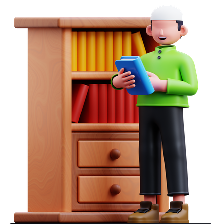 Muslim Man Reading Book  3D Illustration