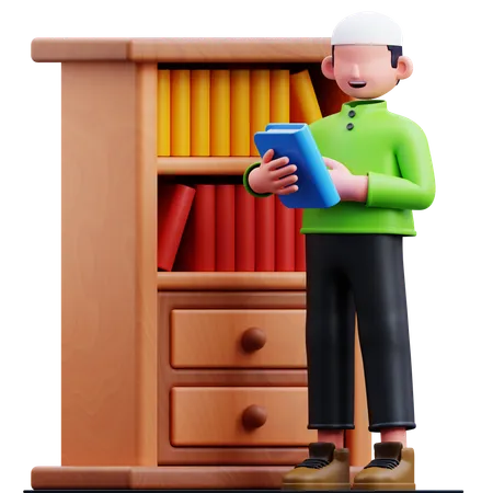 Muslim Man Reading Book  3D Illustration