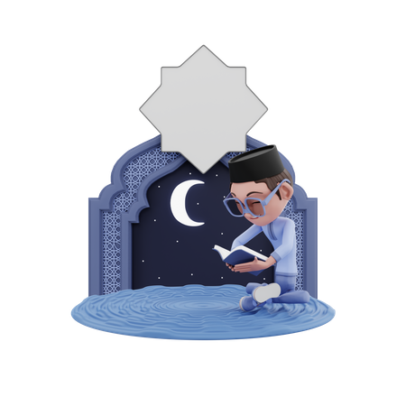 Muslim man reading Quran  3D Illustration