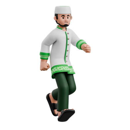 Muslim Man Running  3D Illustration